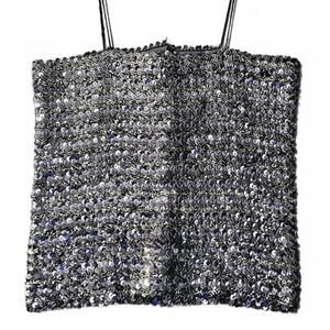 Vintage Harry Acton for Party Collectibles Sm XS Tube Top Silver Sequin Disco